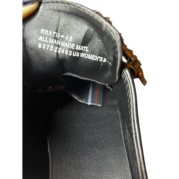 Demonia Wrath 42 Vegan Leather Goth Silver Studded Platform Loafer Shoe Size 8 - Picture 8 of 8